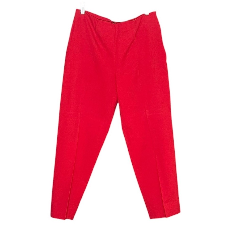 Piazza Sempione Audrey Red Cotton Slim Ankle Slit Pants IT 48 US 12 Italy